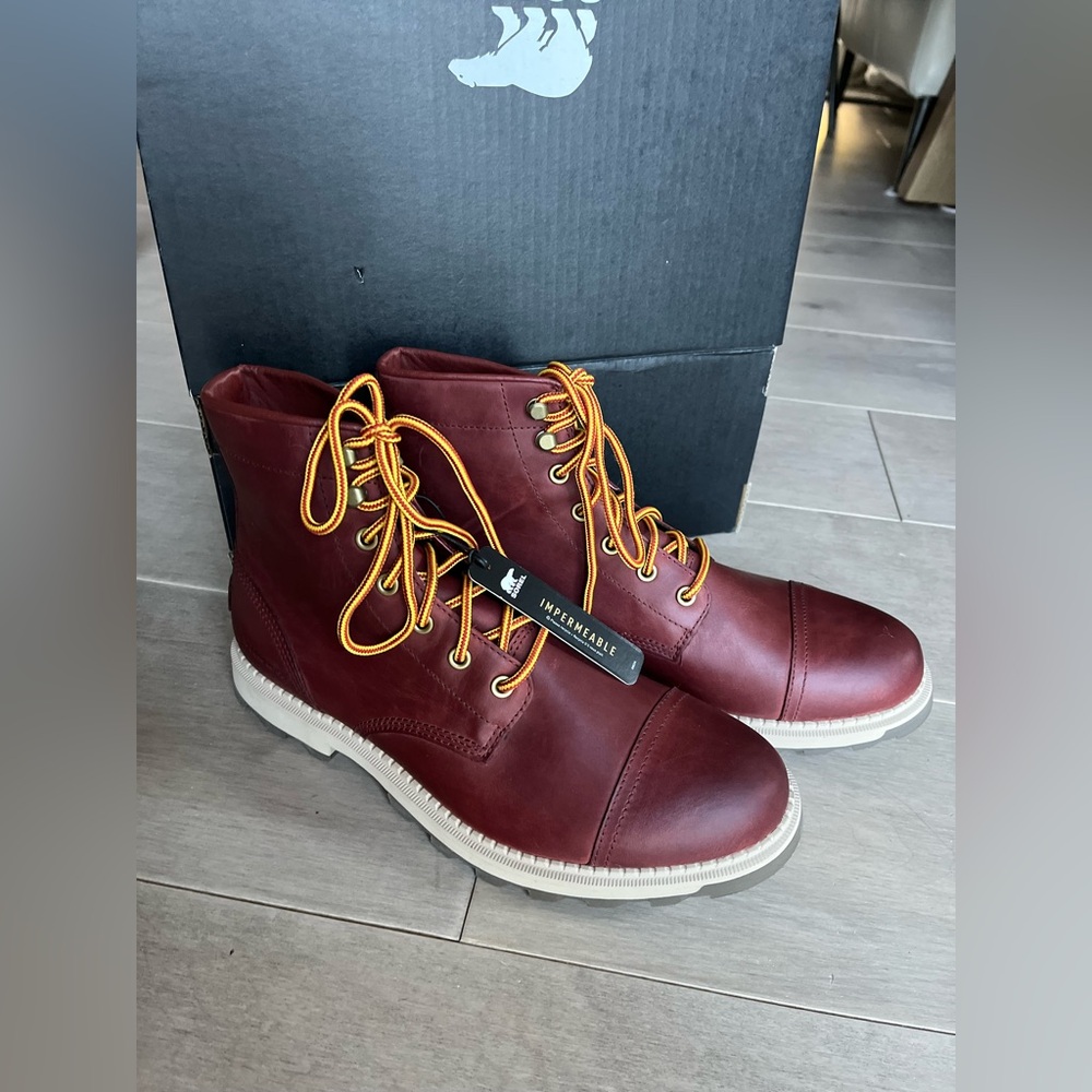 New SOREL Madson II Chore Waterproof Boot Men SPICE MAJOR Sz 8 M Leather